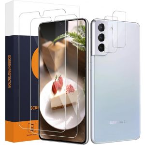 CAUC-Lot de 2 + 2 films de protection d'&eacute;cran en verre blind&eacute; pour Samsung Galaxy S22 Plus 5G, couverture 2,5D, duret&eacute; 9H, pas de bulles, verre de protection d'&eacute;cran tactile sensible, 0,33 mm - Neuf