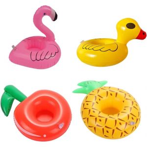 Porte-Boissons Gonflables Flottants (4 Pi&egrave;ces), Gobelet Piscine, Bouee, Verre, Bar Flottant Pour Piscine, Gonflable Pour Baignade, Pour Enfants, Famille, F&ecirc;tes Piscine, F&ecirc;tes De Plage Et&eacute; - Neuf