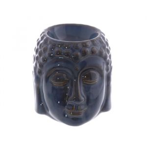 Br&ucirc;le-parfum t&ecirc;te de Bouddha bleu en c&eacute;ramique 8 cm - Neuf