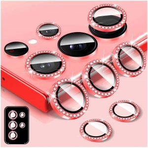 Protecteur D'objectif D'appareil Photo Diamant pour Samsung Galaxy S22 Ultra, Protecteur de Couvercle de Cam&iquest;&iquest;ra en Verre Tremp&iquest;&iquest;, Anneau M&iquest;&iquest;tallique en Aluminium Individuel Bling - Neuf