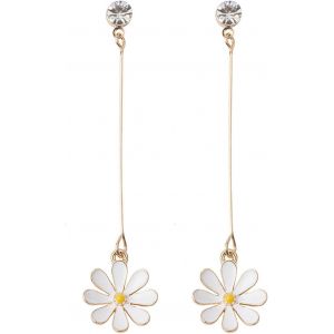 Kal-1 Paire Boucles D'oreilles Marguerite Pour Femme, Petites Boucles D'oreilles Créoles Fleur Plaqué Or 18 Carats Jolie Boucle D'oreille Florale Pendentif Boucle Oreille Légère Cartilage Filles - Neuf