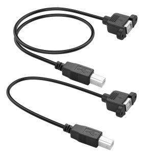 Lot de 2 rallonges d'imprimante USB B - 0,3 m - 0,5 m - USB 2,0 type B mâle vers femelle - Avec trous de vis (droits) - Neuf