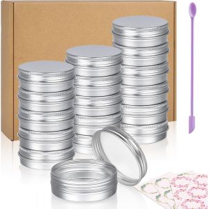 Pot en Aluminium, 24pcs 30ml Pot Bougie Vide en Fer Blanc Avec Couvercle À Vis pour Bougies et Baume,Contenants Vides Cosmétiques en Portables pour les Voyages - Neuf