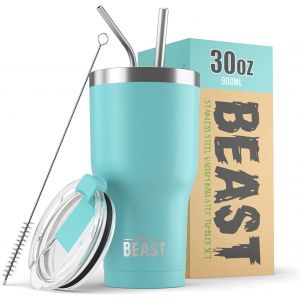 Beast Tasse Thermique De Voyage &iquest; 300 Ml I Arc-En-Ciel I Double Paroi Inox Caf&eacute; Isol&eacute; I Avec 2 Pailles S Et Brosse &Agrave; Dents De Nettoyage I Id&eacute;al Pour Caf&eacute; Froid Ou - Neuf