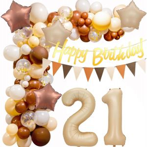 AYUHR-Decoration rétro 23 ans anniversaire,23 ans ballon Guirlande, 23 ans Arche Ballon Anniversaire rétro marron,Déco 23 ans anniversaire Ballon Beige Guirlande,23 ans anniversaire Femme Homme Ballo - Neuf