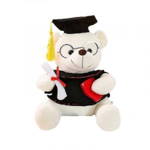 Poupée Docteur Ours en Peluche Jouet Ours en Peluche Poupée Chiffon Poupée Cadeau de Remise des Diplômes avec Chapeau de Docteur-Blanc - Neuf