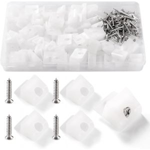 90 Pièces Cales de Réparation de Tiroir,Cales en Plastique pour Meuble Tiroir,Fixation Etagere Armoire Fond de Tiroir Réparer Les Cales,avec 90 Pièces Vis,17.5 * 15.5 * 9.5mm (Blanc) - Neuf