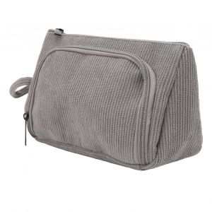 Trousse de maquillage multifonctionnelle en velours cotele, grande capacite, portable, pour femmes et filles, grise - Neuf