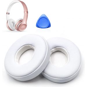 KAL-Coussinets D'Oreille Pour Beats, Oreillettes De Remplacement Pour Beats Solo 2 & Solo 3 Sans Fil Mousse Casqu, Coussinets D¿Oreille En Cuir Protéiné Plus Doux, Mousse D¿Isolation Phonique (Blanc) - Neuf