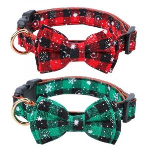 2 Pack De No&euml;l Collier De Chien Avec Noeud Papillon, Vacances Buffalo Sn - Neuf