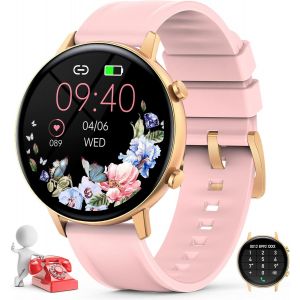 Montre Connect&iquest;&iquest;e Femme avec Appels, Montre Intelligente pour Femme 1,32'' avec Moniteur de Sommeil, Moniteur de Fr&iquest;&iquest;quence Cardiaque, Lecteur de Musique, Bracelet D'activit&iquest;&iquest; pour Android iOS Rose - Neuf