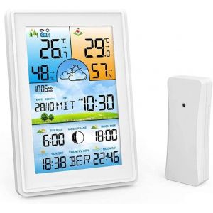 SUBZONAL-Thermom&egrave;tre et hygrom&egrave;tre, station m&eacute;t&eacute;o sans fil, jauge de temp&eacute;rature int&eacute;rieure et ext&eacute;rieure pr&eacute;cise et moniteur d'humidit&eacute;, avec pr&eacute;visions m&eacute;t&eacute;orologiques, capteur externe, r&eacute;veil, r&eacute;t - Neuf