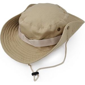Chapeau De Soleil À Large Bord Extérieur, Style D¿Armée De Combat Classique Jungle Chapeau De Soleil Pour Pêche,Chasse,Camping-Couleur Beige - Neuf