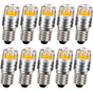 Sjzg-10pcs 2w Cob 6v E10 Led De Mise &Agrave; Niveau De Remplacement De L'ampoule Pour Lampes De Poche Torche Phare Lampe Frontale, 2700k Jaune - Neuf