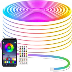15m Bande Led Rgb Néon Flexible Bande Led Bande Flexible Télécommande Application Ip67 Étanche Corde Lumineuse Avec Synchronisation Musique Pour Chambre Chambre Et Décoration Extérieure - Neuf