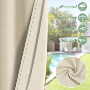 Rideau Ext&eacute;rieur Rideau Occultant Avec ?Illets Opaque Jardin Patio Balcon 132 X 244cm Beige 1 Panneau - Neuf