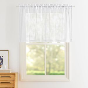 Eryi-Voilage Blanc - Rideaux Voile Avec Motif De Croix Demi Transparent Décoration De Cuisine Petite Fenetre Prêt À Poser Romantique, Largeur 130 Cm Sur Hauteur 60 Cm, 1 Pièce - Neuf