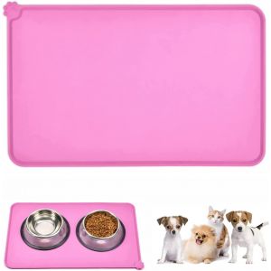 Tapis De Gamelle Rose Pour Chien, L (47 X 30), Tapis En Silicone Antidérapant Pour Gamelles De Chat Et De Chien, Set De Table Imperméable Pour Chien - Neuf