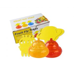 Lot De 2 Pi&egrave;ges &Agrave; Mouches Des Fruits Avec Autocollants - Non Toxique, Facile &Agrave; Utiliser, Sans Danger Pour La Maison, Comprend Des Autocollants Amusants - Neuf