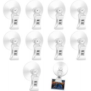 Lot De 10 Crochets &Agrave; Ventouse Pour Fen&ecirc;tre,Crochet &Agrave; Ventouse Pour Aquarium,Support De Ticket De Stationnement,Pince De Nourriture,Ventouse Avec Clips,Crochets,Clip Multifonction Pour Mur - Neuf