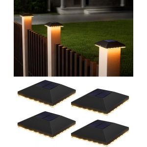 Chapeau De Poteau Solaire 7x7 8x8 9x9 10x10, Lot De 4 Lampes Solaires Ip65 &Eacute;tanches Pour Poteaux En Bois, Jardin, Terrasse, Plateforme - Neuf