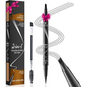 KALANKA-Crayon &agrave; Sourcil Magique 3D, Microblading Crayon &agrave; Sourcils avec 4 Pointes Fourchues, Crayon Sourcil Liquide Longue Dur&eacute;e Imperm&eacute;able, Cr&eacute;e des Sourcils d'apparence Naturelle Sans Effort (Noi - Neuf