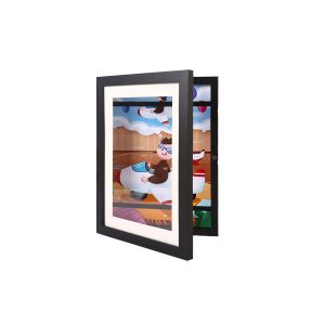 Cadre &agrave; ouverture frontale pour dessins et ?uvres d'art au format A4 - Noir - Neuf