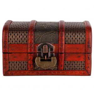 Boite De Rangement Vintage Pour Bijoux, Coffre Au Tresor Avec Serrure En Metal Pour Bijoux Et Cosmetiques (M) - Neuf