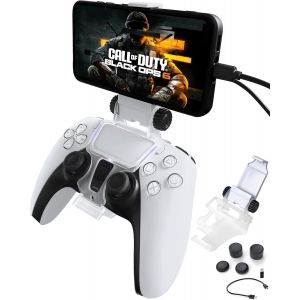 Clip De Fixation Pour Manette De Ps5 Dualsense Sans Fil, Compatible Avec Iphone, Android Avec T&eacute;l&eacute;commande Ps Avec C&acirc;ble Usb Otg De Type C Et Micro Usb, 4 Capuchons De Pr&eacute;hension - Neuf