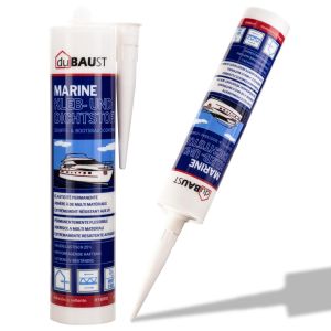 BOT24 Mastic adh&eacute;sif marin pour bateau,bateau,yacht,int&eacute;rieur et ext&eacute;rieur,r&eacute;sistant aux UV,adh&eacute;rence sur toutes les surfaces,mastic d'&eacute;tanch&eacute;it&eacute;,cartouche de 290 ml,blanc - Neuf