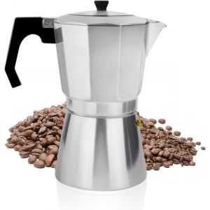CMWS-Cafetière Italienne Aluminium, 6 Tasses La Cafetière Expresso Iconique, Le Vrai Café Italien, Cafetière Moka 300 Ml, Argent - Neuf