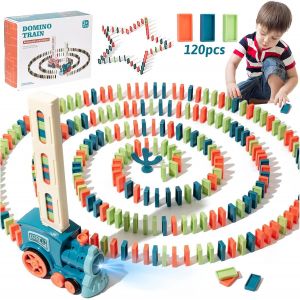 Jouet de Train Domino,120 pi&egrave;ces de Blocs &Eacute;lectrique Train,Jouets de Construction et d'empilage,pour Filles et Gar&ccedil;ons 3 Ans et Plus - Neuf
