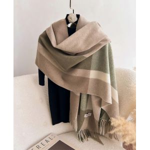 Automne/Hiver En M&eacute;lange De Laine Britannique De Style Foulard &Agrave; Carreaux &Agrave; La Mode Polyvalent Minimaliste Ch&acirc;le Surdimensionn&eacute; 28" X 80" Luxe D&eacute;contract&eacute; &Eacute;paissi Cache-Cou - Neuf