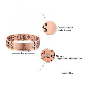 Bracelet De Th&eacute;rapie En Cuivre Pur Pour Homme, &Eacute;l&eacute;gant, Soulagement De La Douleur Pour L'arthrite Et Le Canal Carpien, Bijoux Masculins De 8.46 Pouces - Neuf