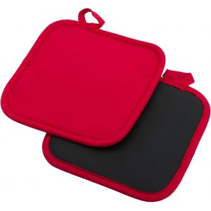 2 Maniques,Carr&eacute;es,Dimensions : Environ 20 X 20 Cm,Coton/N&eacute;opr&egrave;ne,Couleur : Rouge/Noir,15622270 - Neuf