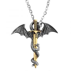 Sunny Punk Men Glow In The Dark Dragon Épée Pendentif Chaîne Collier - Neuf