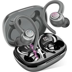 ERYI-Ecouteurs Bluetooth Sans Fil Sport, 2025 Headphones 5.4 Hifi Stéréo, Ecouteurs Sans Fil Avec Enc Mic, Ecouteur Pour Courir, Ip7 Étanche Écouteur, 40H, Oreillette Sans Fil, Casque Écran Led, Gris - Neuf