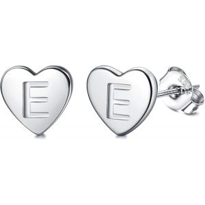Kal-Boucles D'oreilles En Argent 925 Pour Femme Boucles D'oreilles Initiale, Lettre Boucles D'oreilles Enfants Filles, Boucles D'oreilles Coeur Or/Argent, Cadeaux Pour Filles Enfant - Neuf