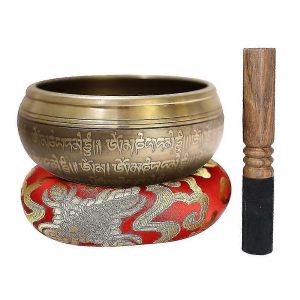 Bol Sonore De M&eacute;ditation Pour La Gu&eacute;rison Et La Pleine Conscience. Bol Sonore Unique Avec Maillet Et Coussin. Cadeau De Relaxation. - Neuf