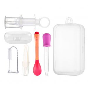 Compte-Gouttes Pour Bebe Avec Cuillere Et Pince-Nez Multifonction (Rose) - Neuf