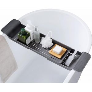 Plateau de baignoire pour baignoire-Pont de bain,jouets,livre,téléphone,vin,bougie,support pour accessoires de salle de bain-extensible-Gris - Neuf