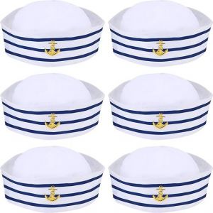 6 Morceaux De Bleu Et De Blanc Marin Chapeaux De Marin Chapeaux Pour Enfants Costume, Accessoire, Déguisement Partie (Style Classique) - Neuf