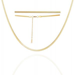 Kal-Collier Chaîne De Serpents Pour Femmes Hommes Colliers Ras Du Cou En Or Colliers De Chaîne À Chevrons Colliers Ras Du Cou Chaîne De Serpents - Neuf