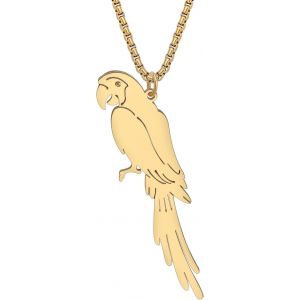 Kal-Collier Perroquet Macaw Acier Inoxydable Plaqu&eacute; Or 18k Pendentif Cacato&egrave;s Bijoux Oiseaux Cadeaux Pour Femmes Filles - Neuf