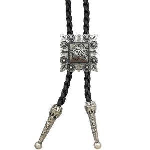 Collier Vintage Western Cowboy Bolo Aught Pour Hommes Et Femmes,Étoile,Taureau,Croix Circulaire,Pendentif,Ulen Cuir Noir,Ktie De La Présidence,Accessoires--82237 Silver - Neuf