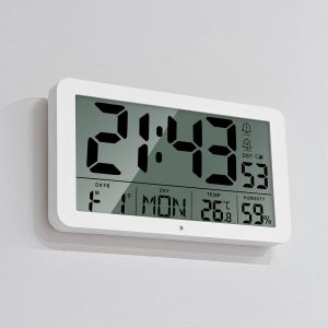 Horloge Num&eacute;rique Murale,Seugjie Horloge Numerique A Poser Avec Secondes Date Semaine Temp&eacute;rature Humidit&eacute; Fonction Dst Alarme Double Mode Snooze Format 12/24 Heures - Neuf