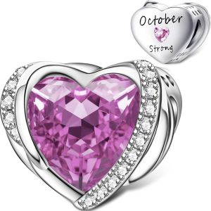 Argent Sterling 925 Charme De La Pierre De Naissance Janvier - D&eacute;cembre Anniversaire Charmes, Cadeau D'anniversaire Compatible Avec Les Femmes Bracelet Collier - Neuf