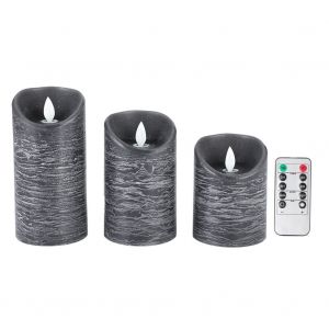 Hjlian Lot De 3 Bougies Electroniques A Led Noires Avec Telecommande Pour Decoration Interieure - Neuf