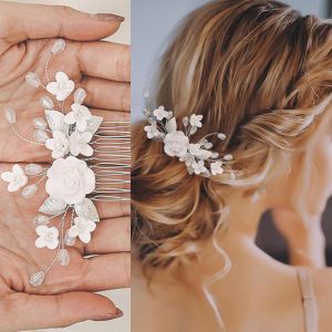 Kal-Accessoire De Cheveux De Mariage Élégant - Tiara Fleurie Avec Strass Et Perles En Cristal Pour Mariées Et Demoiselles D'honneur - Bijoux Raffinés Pour Femmes Et Filles - Neuf