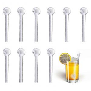 10pcs pailles en verre réutilisables Pailles à boire Pailles transparentes Verre pour jus,smoothies,cocktail - Neuf